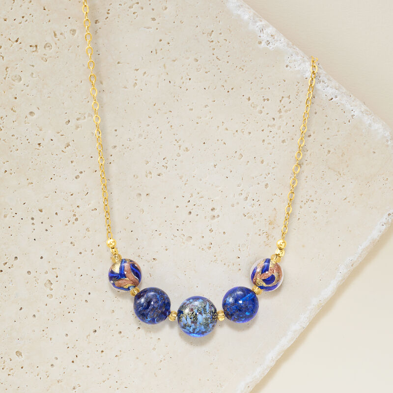 Italian Multicolored Murano Glass Bead Necklace in 18kt Yellow Gold Over Sterling. 18&quot; image number 4