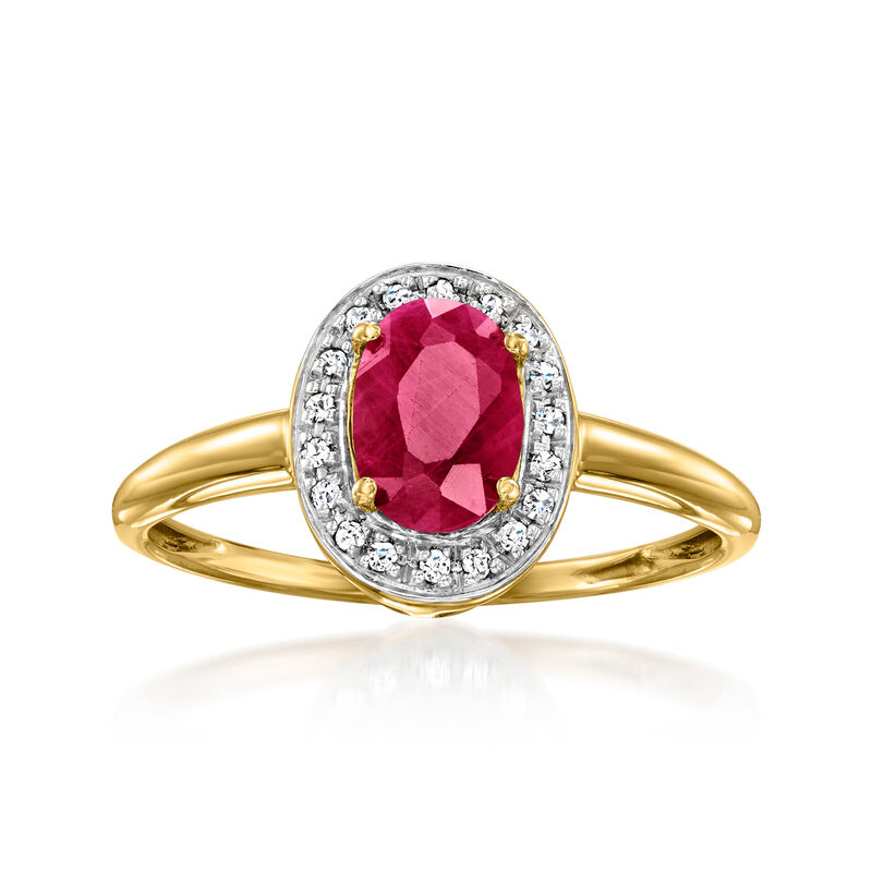 1.00 Carat Ruby Ring with Diamonds in 18kt Gold Over Sterling image number 0