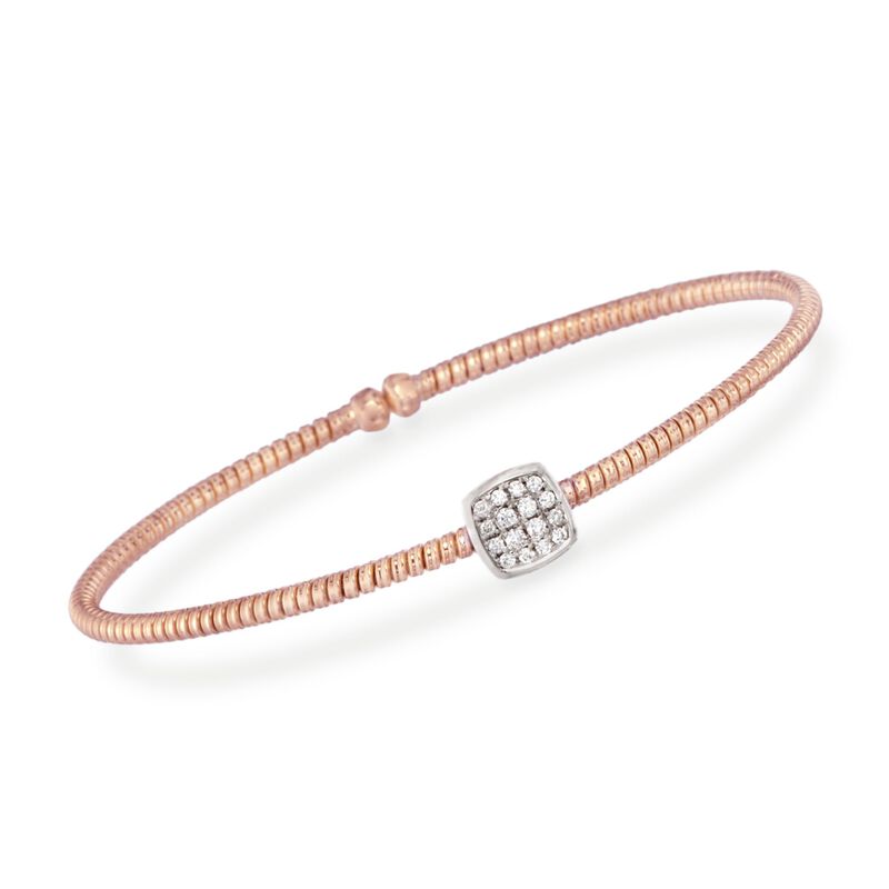 .16 ct. t.w. Diamond Square Bracelet in 18kt Rose Gold. 7&quot; image number 0