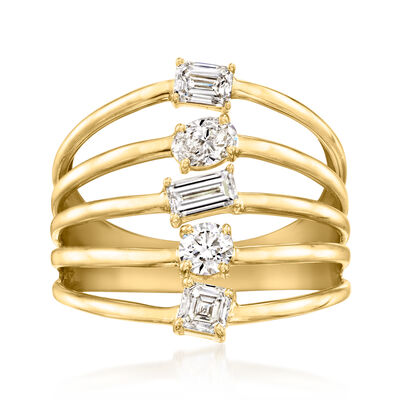 1.00 ct. t.w. Lab-Grown Diamond Multi-Row Ring in 18kt Gold Over Sterling