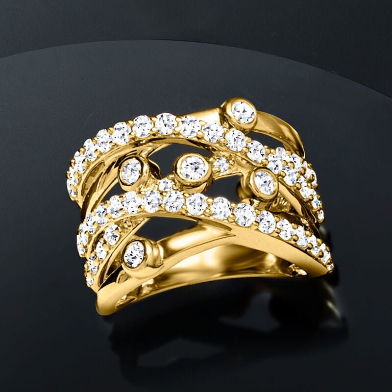 1.50 ct. t.w. Lab-Grown Diamond Highway Ring in 18kt Gold Over Sterling image number 2