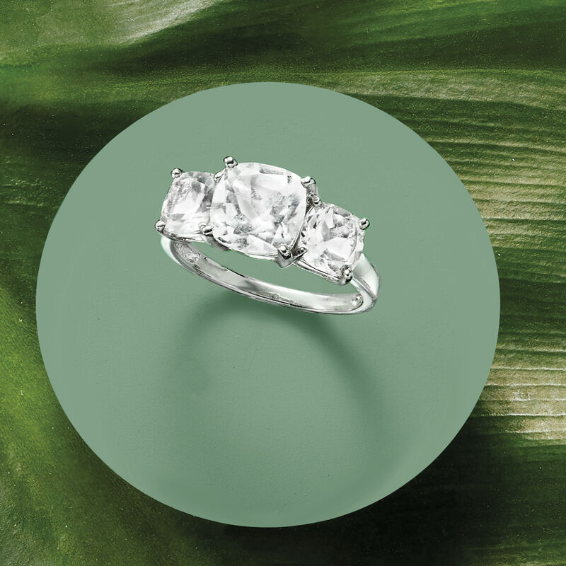 4.50 ct. t.w. White Topaz Three-Stone Ring in Sterling Silver. Size 8 image number 3
