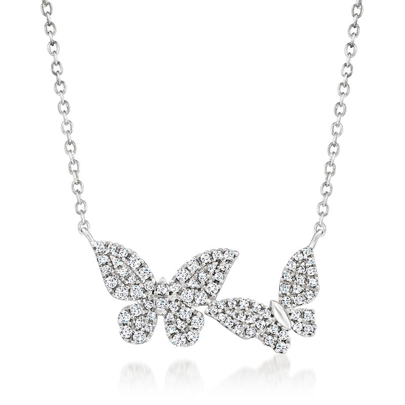 .33 ct. t.w. Diamond Butterfly Necklace in Sterling Silver image number 0