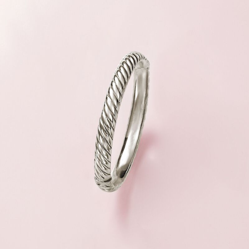 Sterling Silver Spiraled Oval Bangle Bracelet image number 2