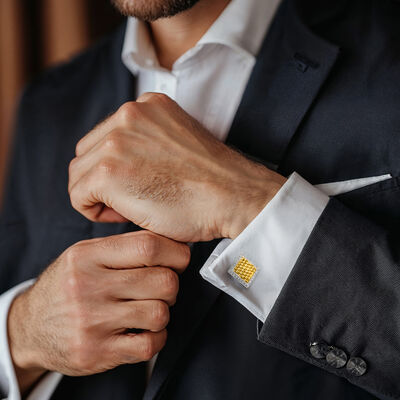 C. 1980 Vintage .84 ct. t.w. Diamond Square Cuff Links in 18kt Two-Tone Gold