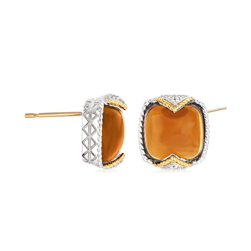 Andrea Candela &quot;Dulcitos&quot; 8.64 ct. t.w. Cognac Quartz Earrings in Sterling Silver and 18kt Yellow Gold image number 2