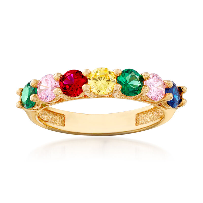 1.60 ct. t.w. Multicolored CZ Ring in 18kt Yellow Gold Over Sterling Silver image number 0