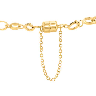 Italian 14kt Yellow Gold Magnetic Bracelet Clasp Converter with Safety Chain