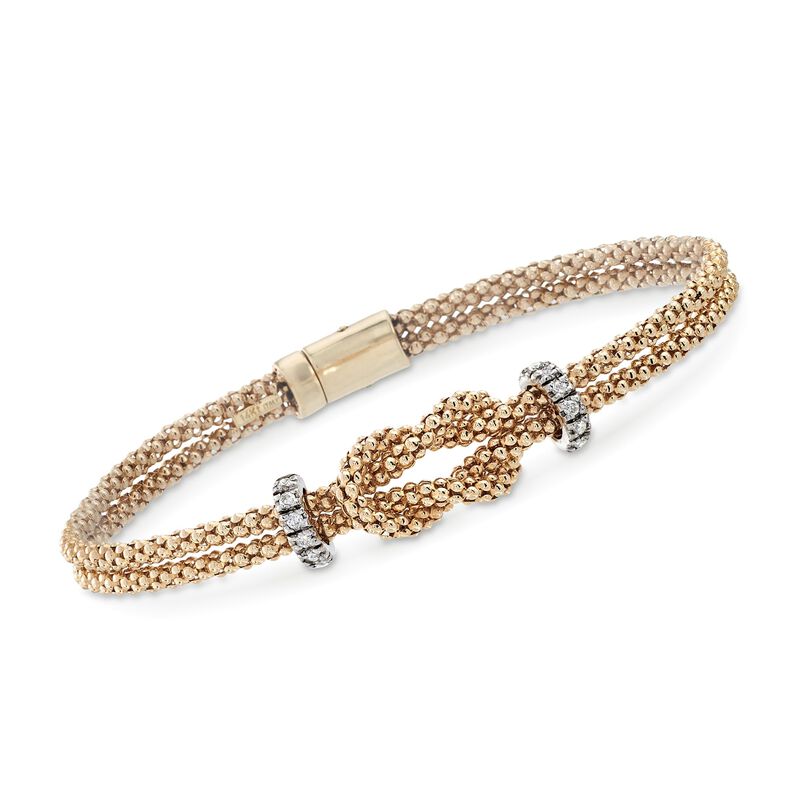 Phillip Gavriel &quot;Popcorn&quot; .24 ct. t.w. Diamond Knot Bracelet in 14kt Yellow Gold. 7.5&quot; image number 0