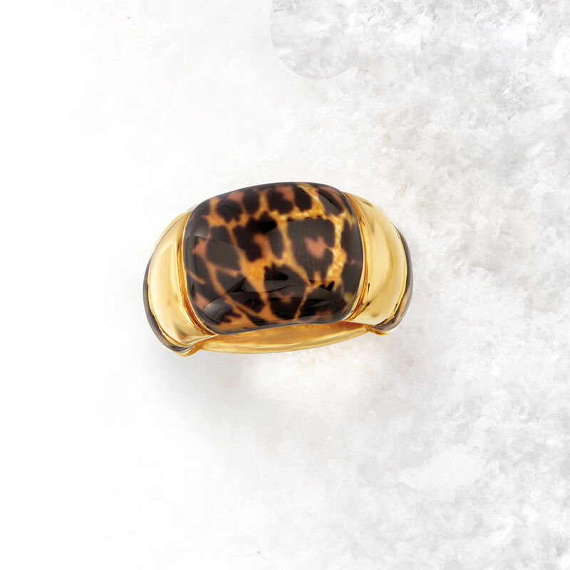 Italian Leopard-Print Enamel Ring in 14kt Yellow Gold image number 4