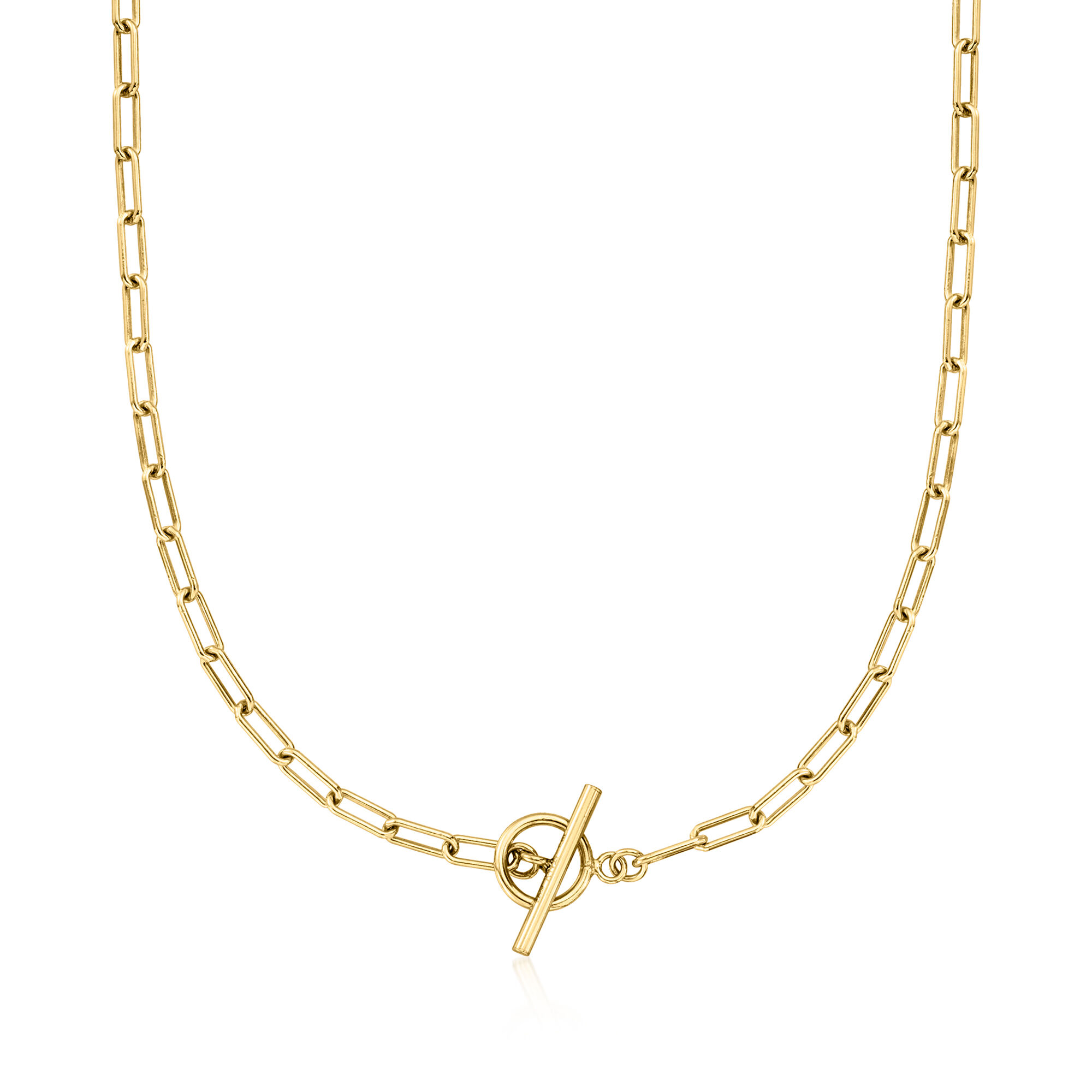 Italian 18kt Gold Vermeil Paper Clip Link Toggle Necklace | Ross