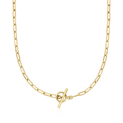 Italian 18kt Gold Vermeil Paper Clip Link Toggle Necklace