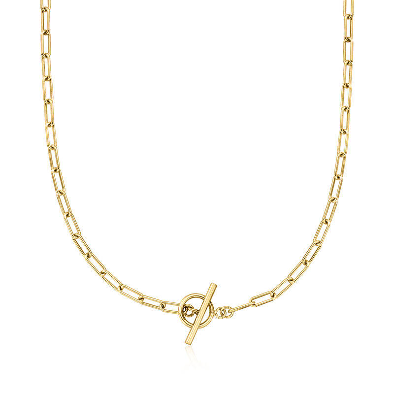 Italian 18kt Gold Vermeil Paper Clip Link Toggle Necklace image number 0