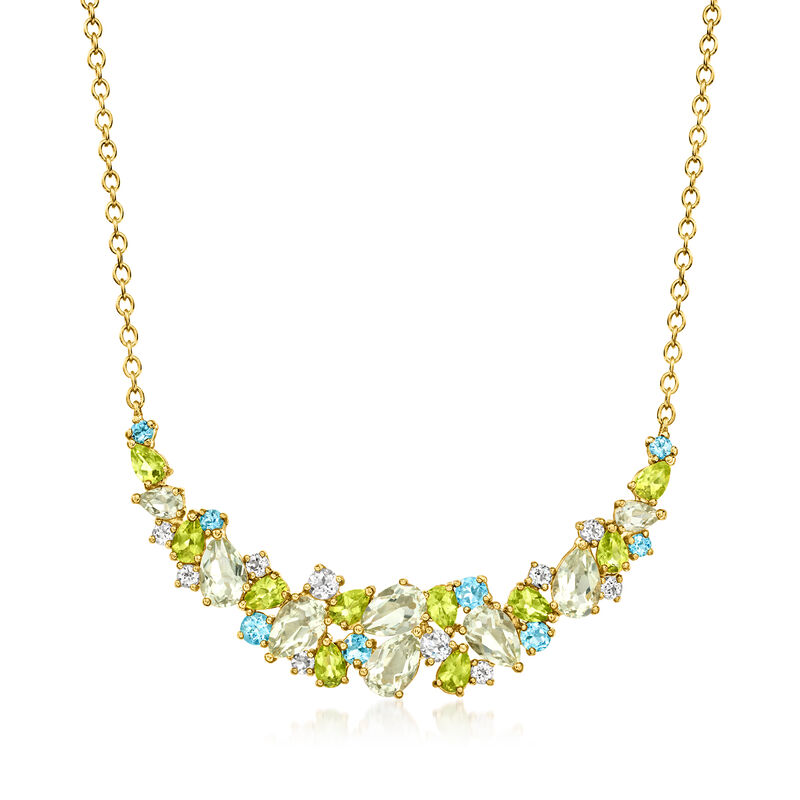 12.40 ct. t.w. Multi-Gemstone Collar Necklace in 18kt Gold Over Sterling. 18&quot; image number 1