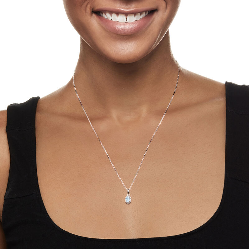 .50 Carat Aquamarine Pendant Necklace with Diamonds in Sterling Silver. 18&quot; image number 0