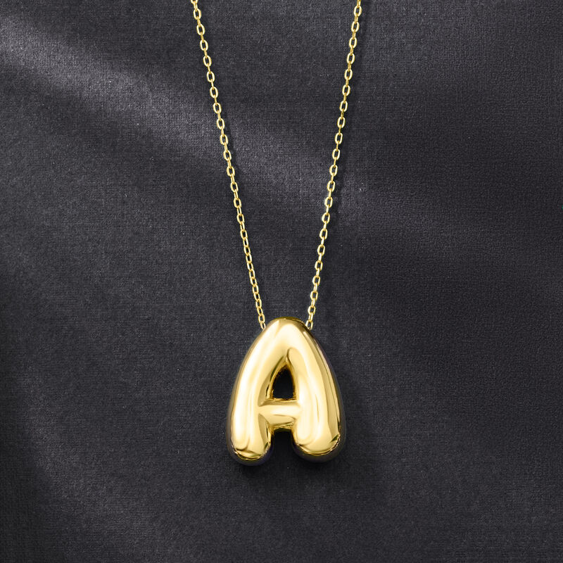 18kt Gold Over Sterling Bubble Initial Necklace image number 3