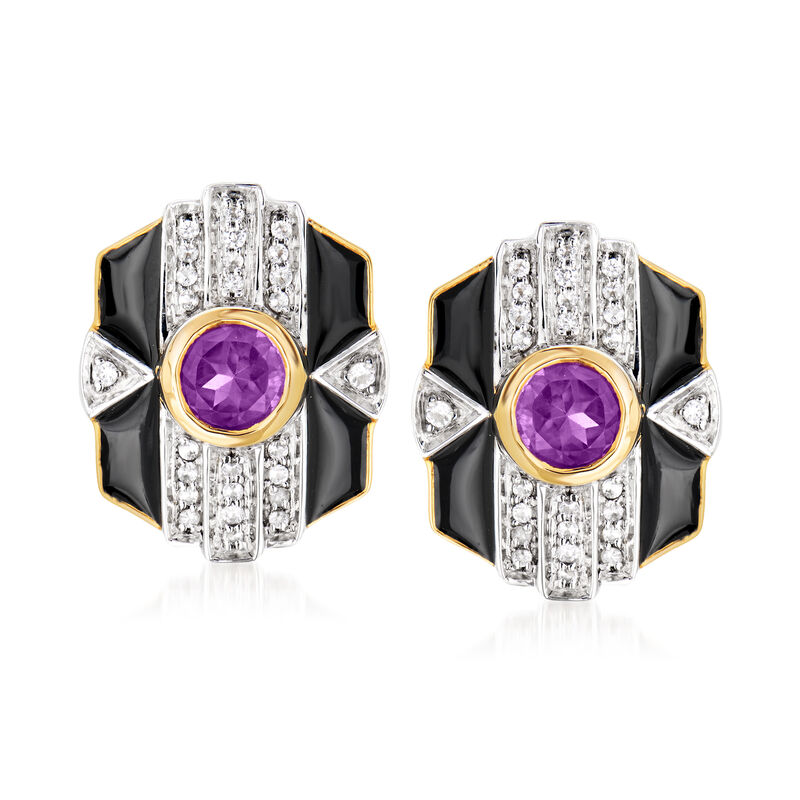 .80 ct. t.w. Amethyst and .20 ct. t.w. White Topaz Earrings in 18kt Gold Over Sterling image number 0