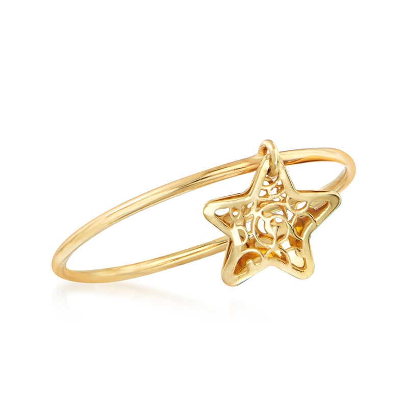 Italian 18kt Yellow Gold Filigree Star Charm Ring image number 3