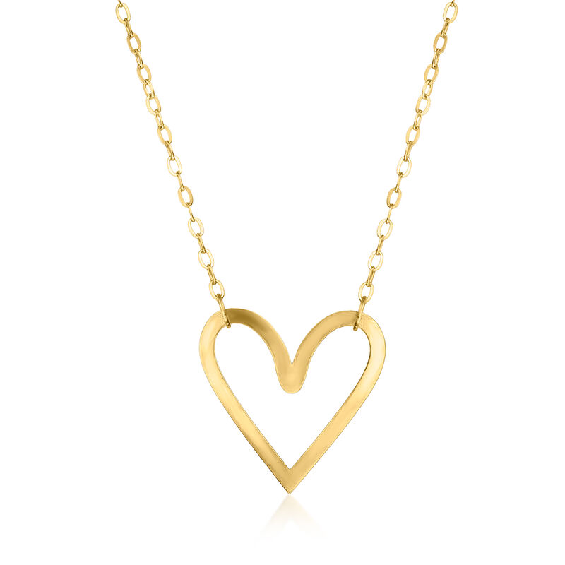 Italian 10kt Yellow Gold Heart Necklace. 18" image number 1