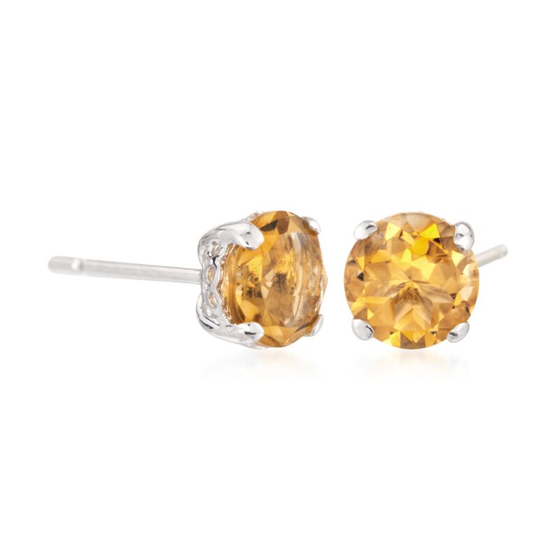 1.40 ct. t.w. Citrine Stud Earrings in 14kt White Gold image number 2