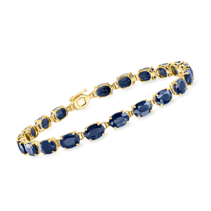C. 1990 Vintage 20.00 ct. t.w. Sapphire Tennis Bracelet in 14kt Yellow Gold. 7.25&quot; image number 0