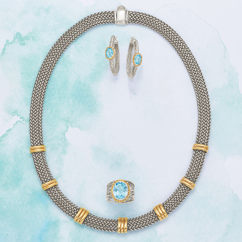 Italian 18kt Bonded Gold and Sterling Silver Woven Necklace image number 2