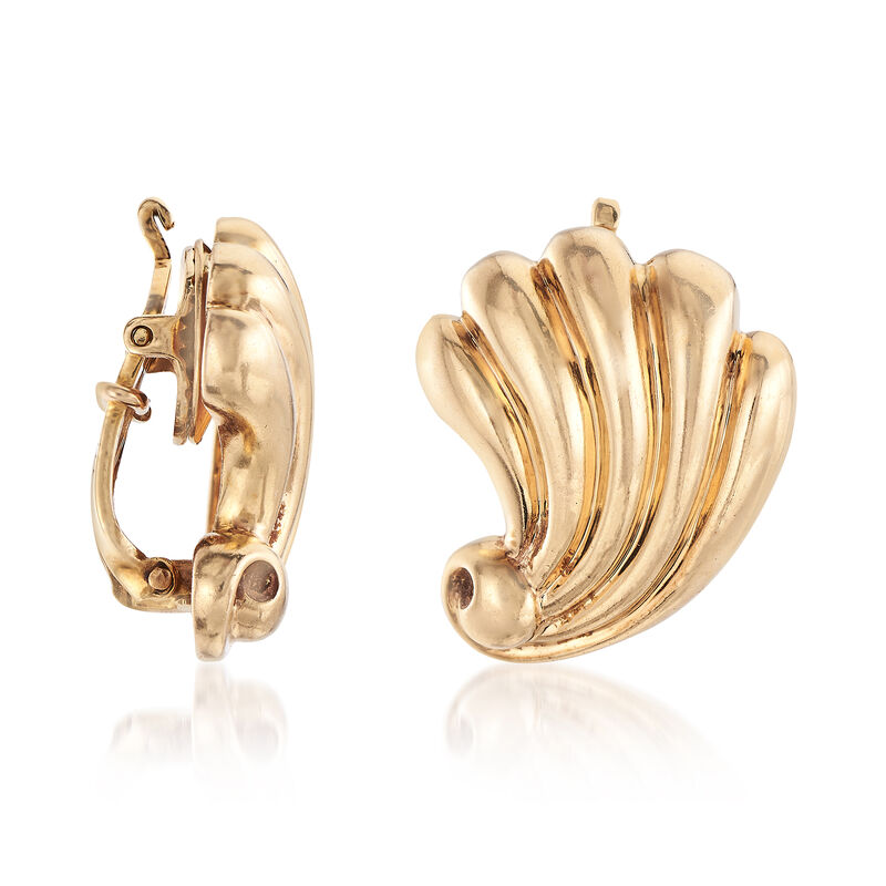 C. 1960 Vintage Tiffany Jewelry 14kt Yellow Gold Scallop Clip Earrings  image number 2