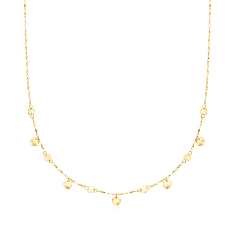 Italian 14kt Yellow Gold Disc Station Lumachina-Chain Necklace image number 0