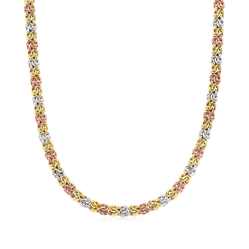 14kt Tri-Colored Gold Byzantine Necklace. 18&quot; image number 1