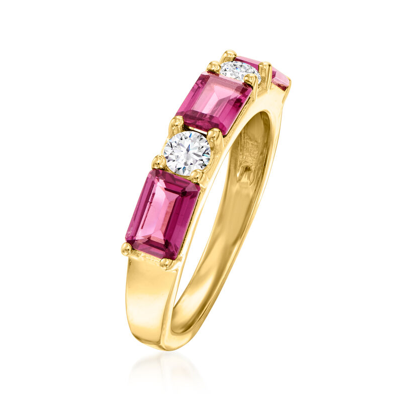 1.80 ct. t.w. Rhodolite Garnet and .31 ct. t.w. Lab-Grown Diamond Ring in 18kt Gold Over Sterling image number 2