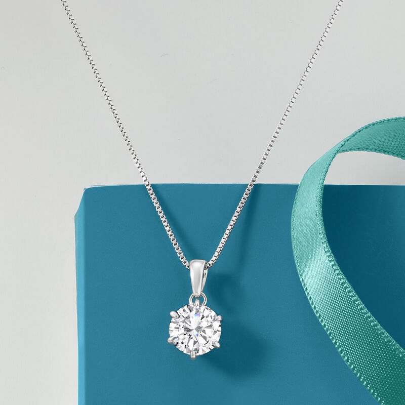 1.00 Carat Moissanite Solitaire Necklace in Sterling Silver image number 2