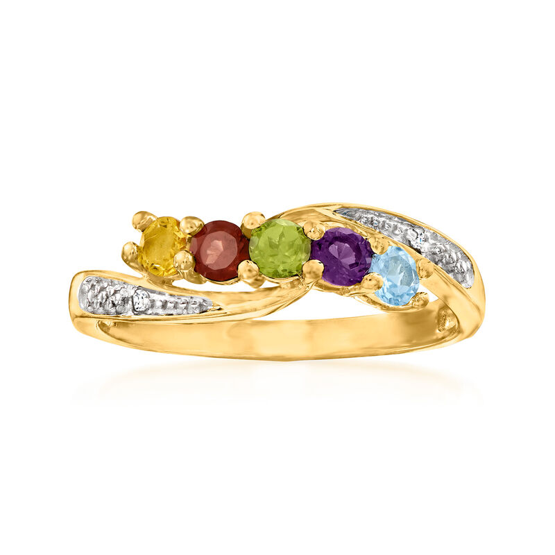 Personalized Birthstone Ring with Diamond Accents in 14kt Gold image number 0