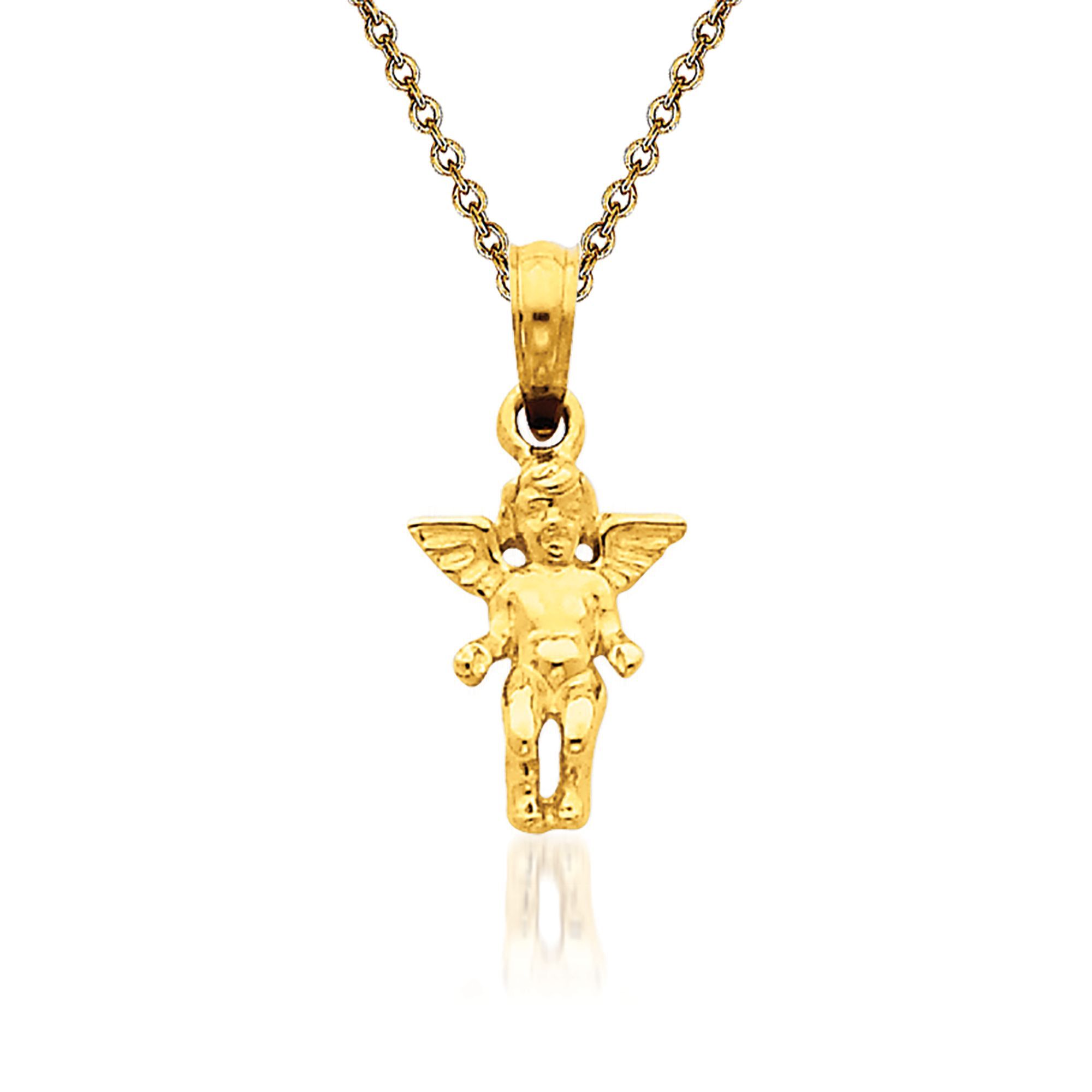 14kt Yellow Gold Guardian Angel Pendant Necklace