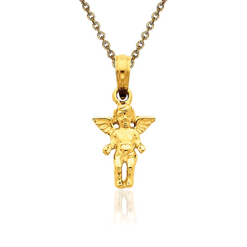 14kt Yellow Gold Guardian Angel Pendant Necklace image number 0