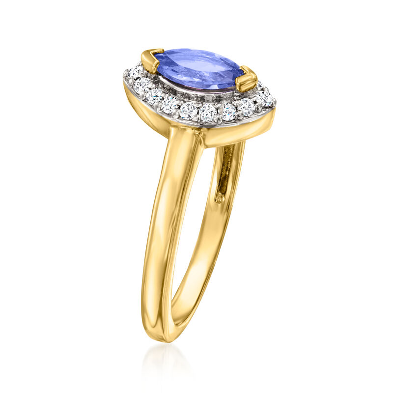 .30 Carat Tanzanite and .20 ct. t.w. White Zircon Ring in 18kt Gold Over Sterling image number 2