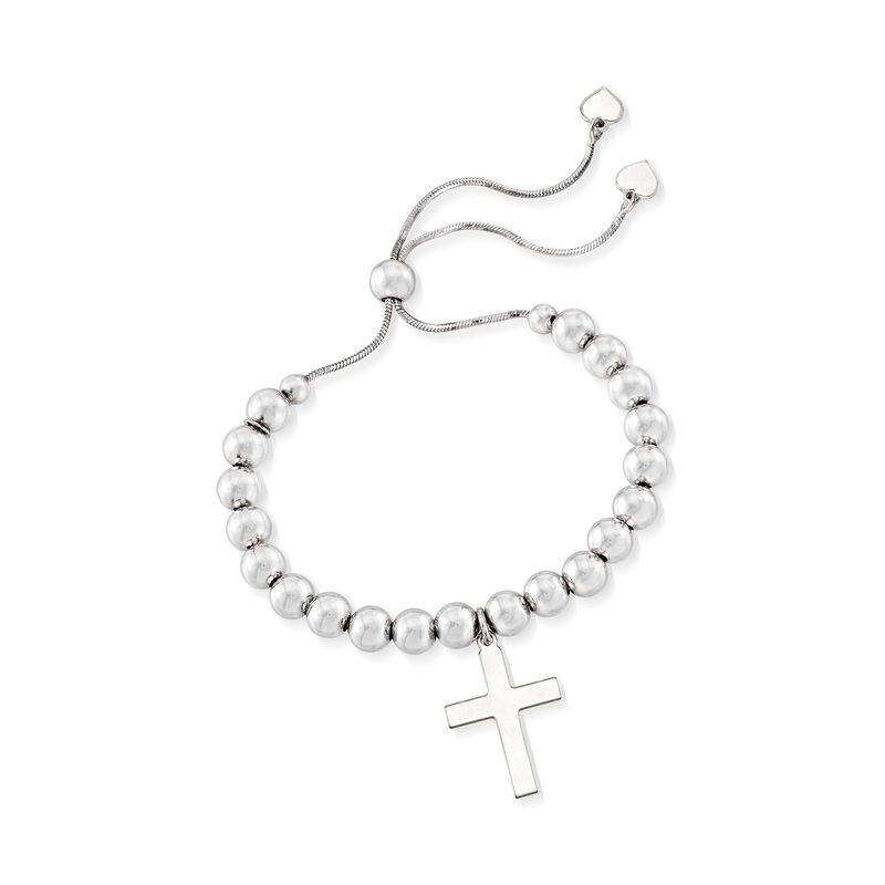 Italian Sterling Silver Cross Bolo Bracelet image number 2