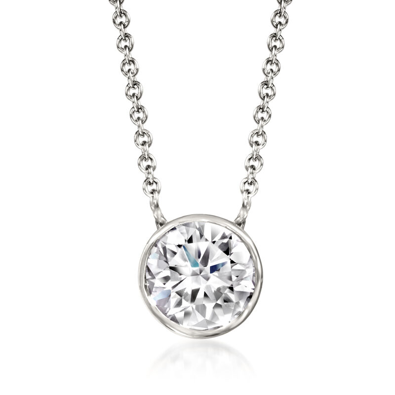 1.00 Carat Bezel-Set Lab-Grown Diamond Necklace in 14kt White Gold image number 0