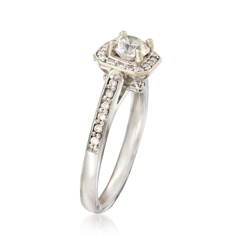 C. 2000 Vintage 1.15 ct. t.w. Diamond Square Halo Ring in 14kt White Gold. Size 7 image number 2
