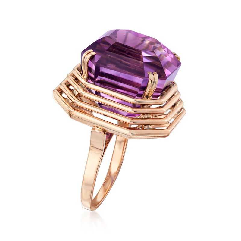 C. 1940 Vintage 26.50 Carat Amethyst Ring in 10kt Rose Gold. Size 7 image number 2