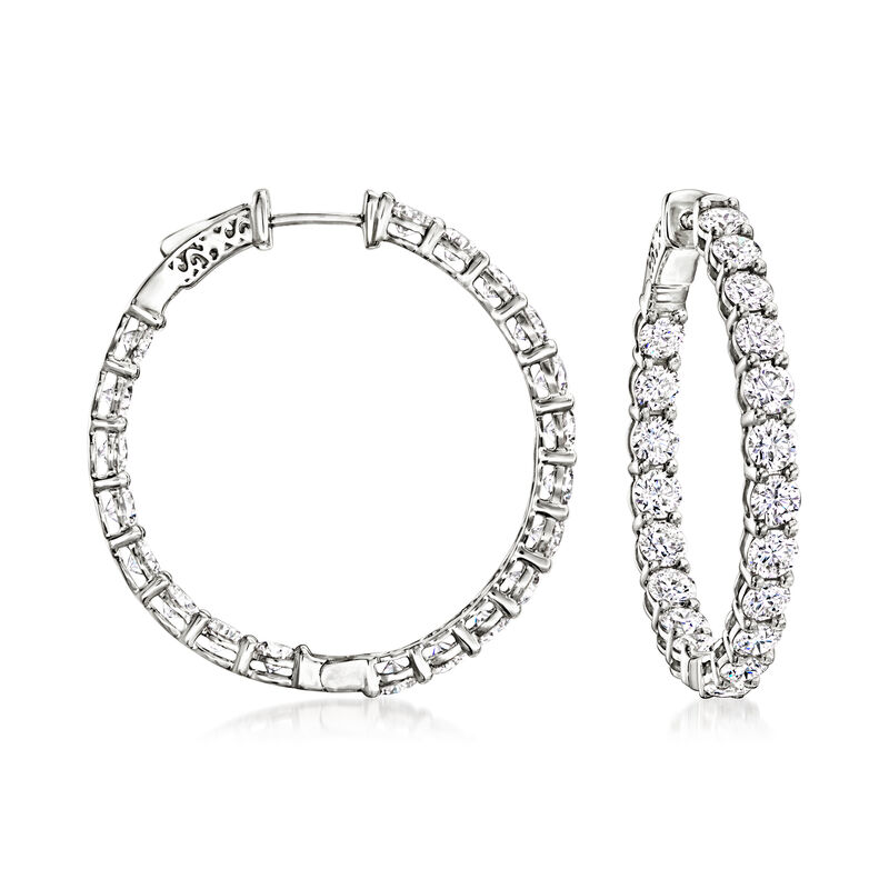 5.00 ct. t.w. Lab-Grown Diamond Inside-Outside Hoop Earrings in 14kt White Gold. 1 1/8&quot; image number 0