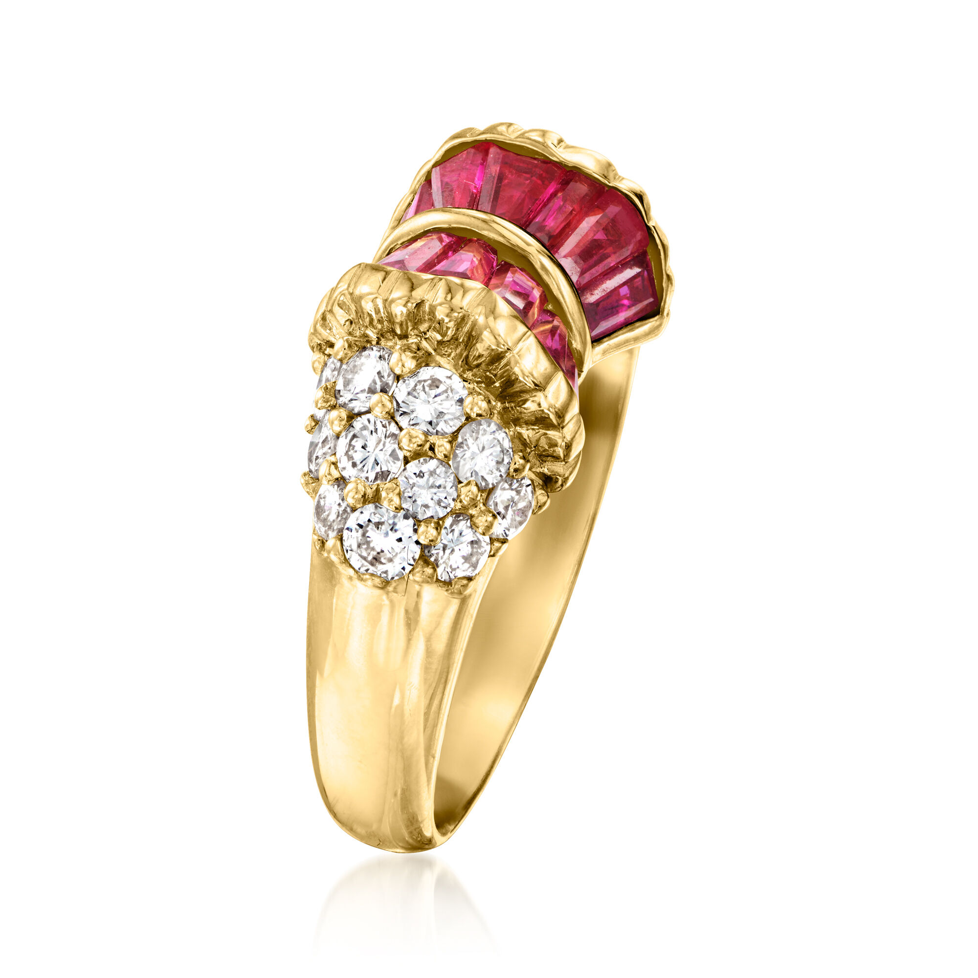 RK-5643　ゆりりー C. 1990 Vintage 1.36 ct. t.w. Ruby and .83 ct. t.w. Diamond