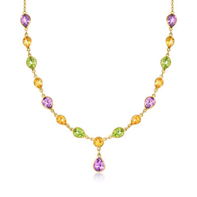 8.40 ct. t.w. Multi-Gemstone Y-Necklace in 14kt Yellow Gold