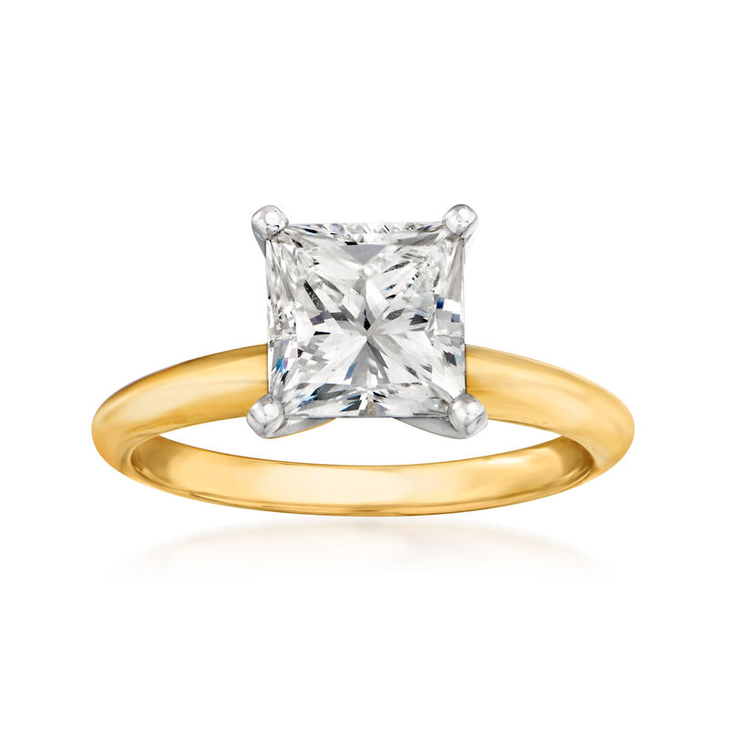 2.07 Carat Certified Diamond Solitaire Engagement Ring in 14kt Yellow Gold image number 0
