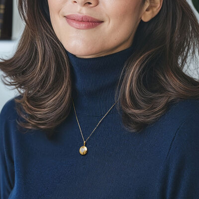 .10 ct. t.w. Diamond Heart Disc Pendant Necklace in 18kt Gold Over Sterling