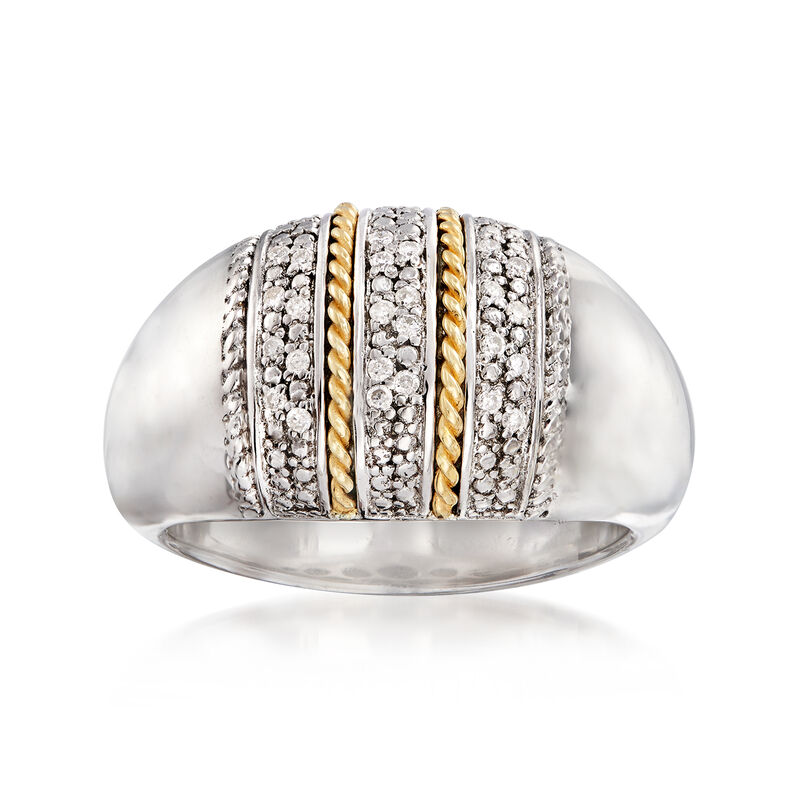 .11 ct. t.w. Diamond Multi-Row Ring in Sterling Silver and 14kt Yellow Gold image number 0