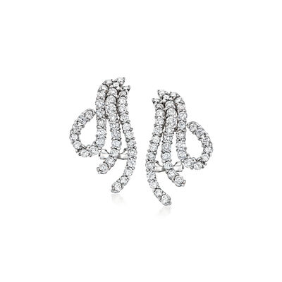 C. 1990 Vintage 2.50 ct. t.w. Diamond Curvy Earrings in 18kt White Gold