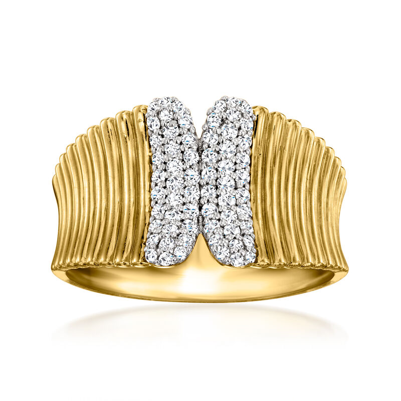 .35 ct. t.w. Diamond Ribbed Ring in 18kt Gold Over Sterling image number 0