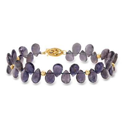 C. 1990 Vintage 44.50 ct. t.w. Iolite Bracelet with 14kt Yellow Gold