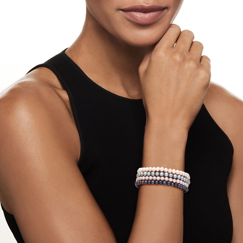 5-6mm Multicolored Cultured Pearl Jewelry Set: Four Stretch Bracelets image number 1