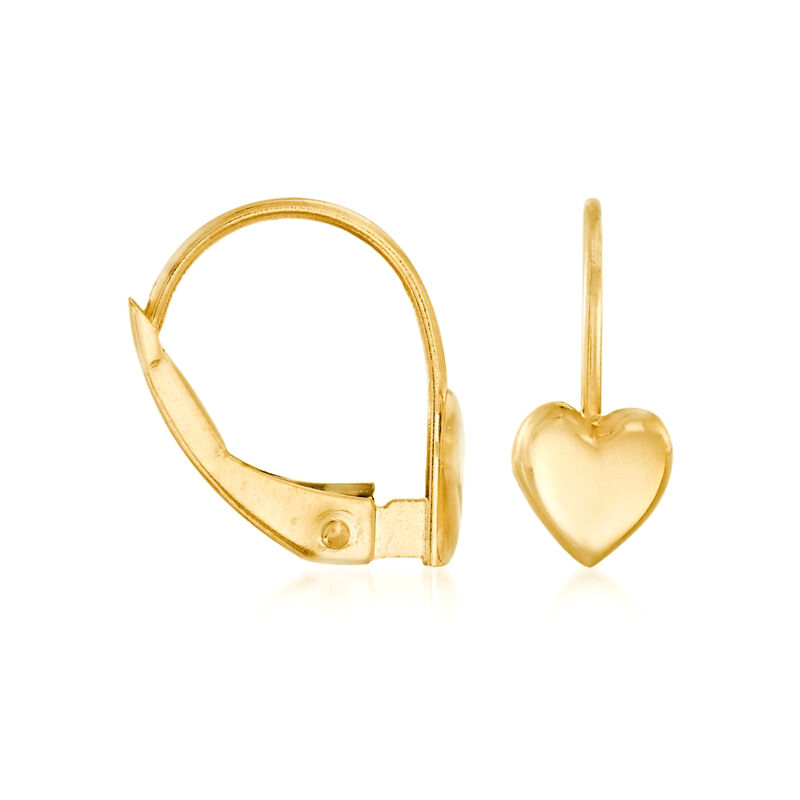 Child's 14kt Yellow Gold Heart Drop Earrings image number 1
